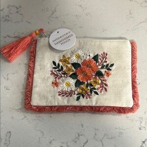 Paper Source Embroidered Floral Pouch - NWT